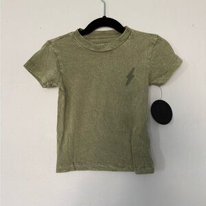 Tiny Whales Lightning Bolt Tee in Olive 12/18 mo